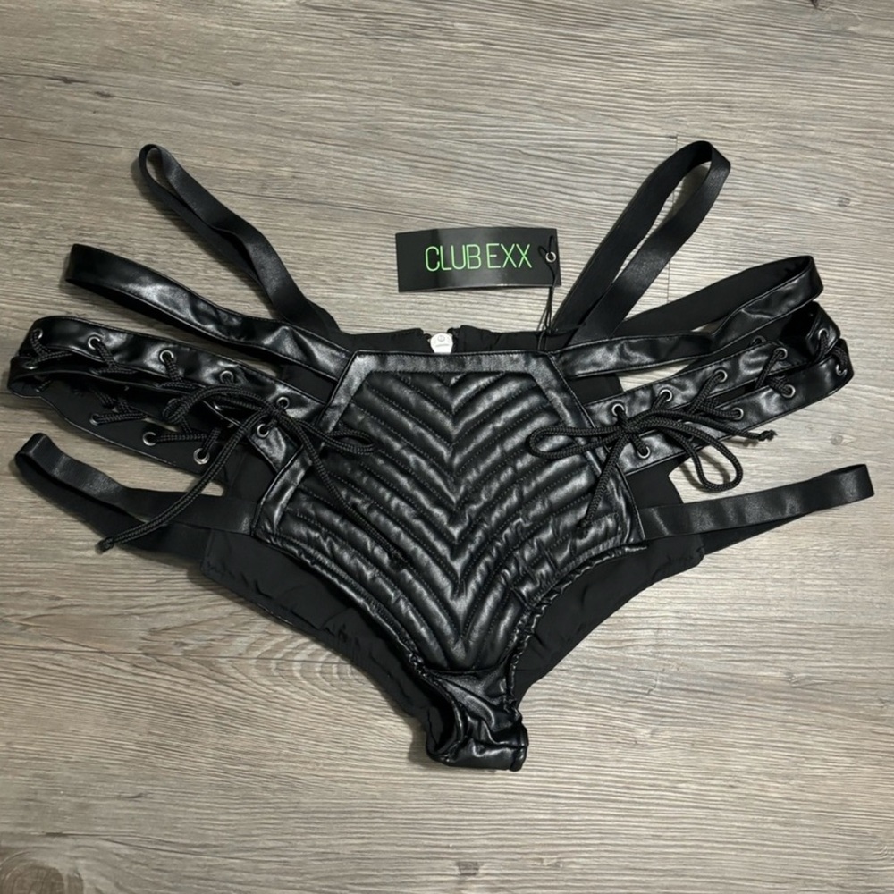 NWT Dolls Kill / Club Exx Black Rude Awakening Rave Bottoms